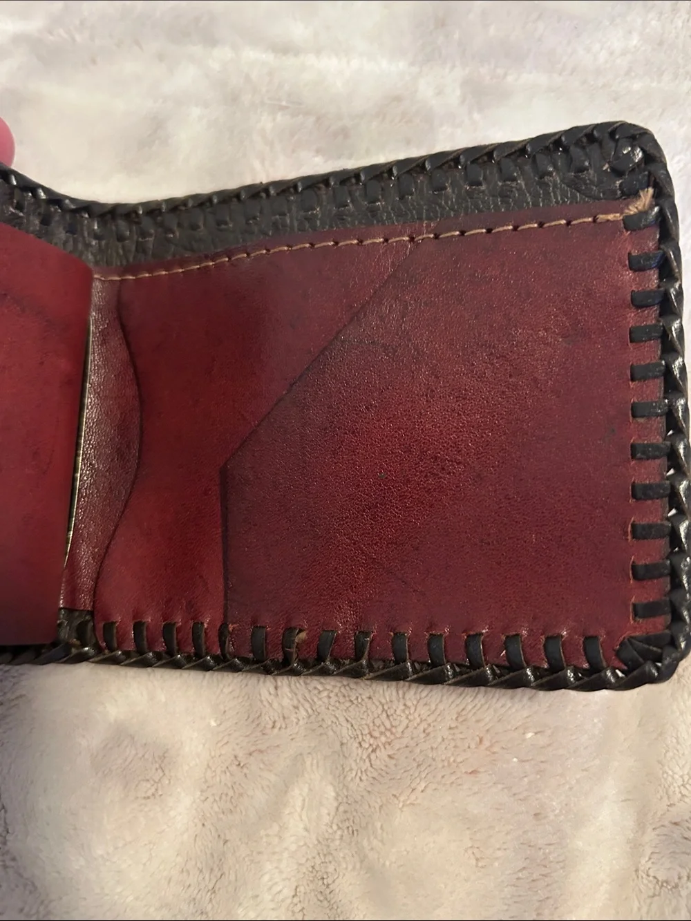 Hand-Tooled Leather Bifold Wallet - Brown